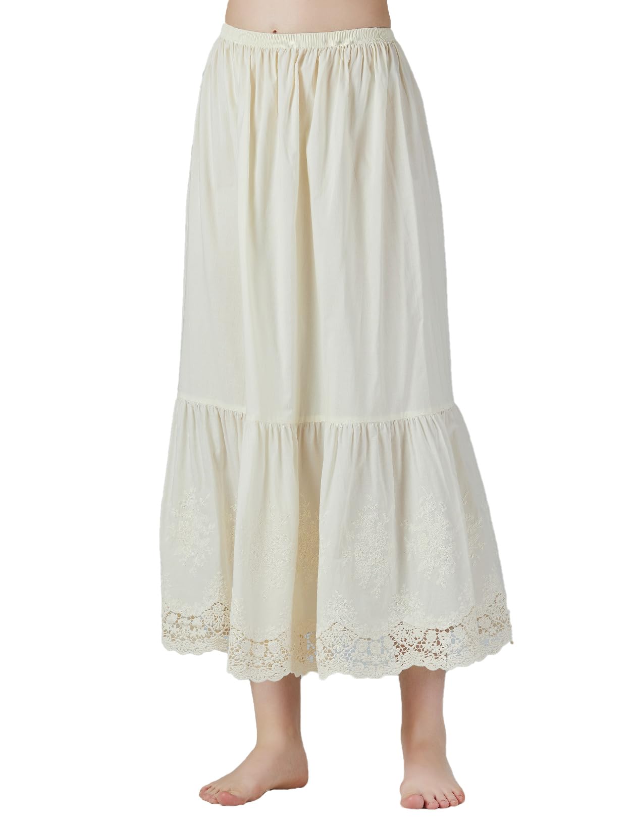 

Petticoat for Hollow Inner Cream L [BEAUTELICATE] Women, 100% Cotton, Lace, Anti-Static, Long, Skirt, Loungewear, Ruffles, Layering, Petal, Color,