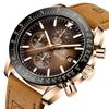 BY BENYAR Chronograph Analog 30M Water Leather Strap Quartz Brown Gift for Men Men's Watch, Resistant, Simple, Stylish, Popular, Formal, Movement,