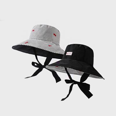 Portable Ribbon Women Fisherman Hat Lace Double Sided Wearable Sunshade Hat Cotton Breathable Summer Sun Hat Ladies