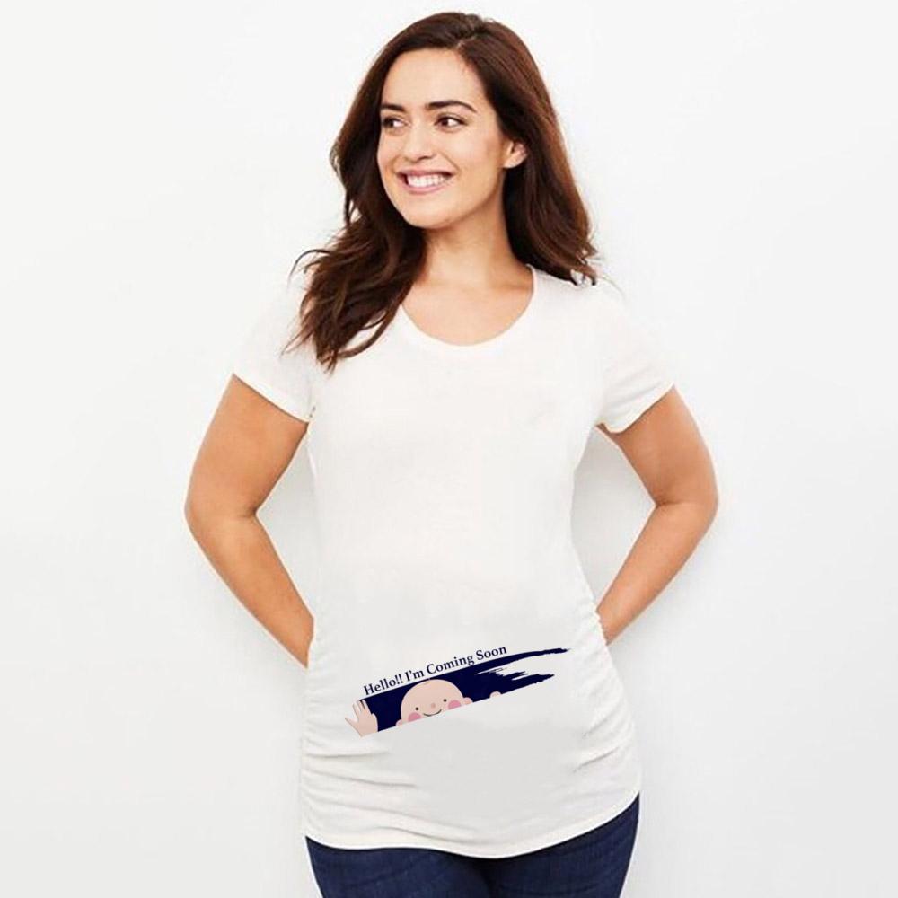 Maternity Shirt Pregnancy AnnounceUnisext Tee Summer Casual Mama Pregnancy Blouses Clothes Basic Mama Clothes