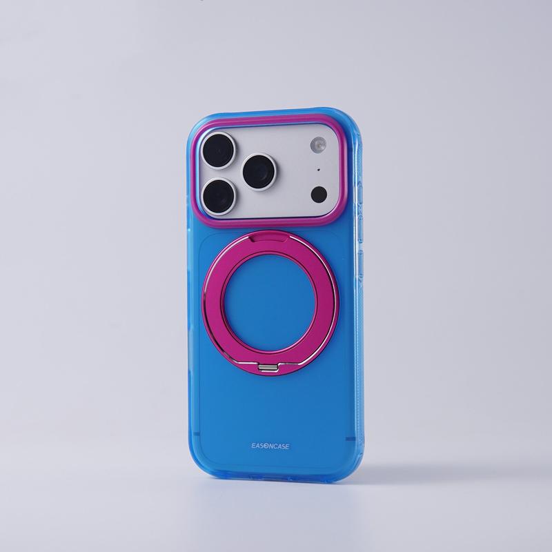 Translucent For MagSafe Frosted Phone Case For iPhone 17 17Pro Max 16 pro max 360 Rotating Bracket Wireless Charging Matte Cover
