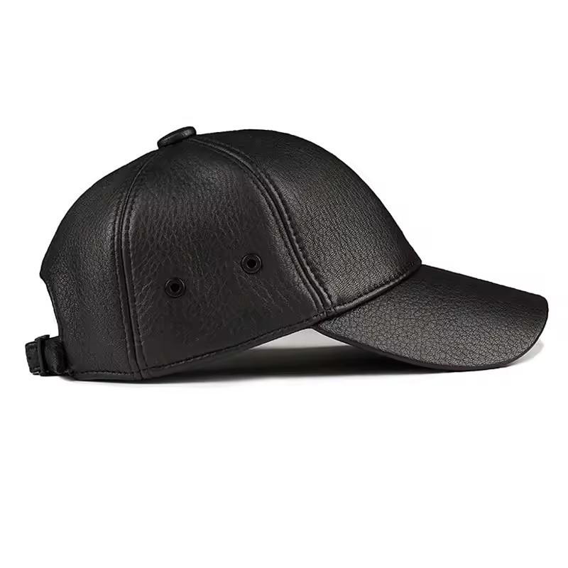 Men's Genuine Lambskin Leather Duckbill Baseball Cap - Autumn/Winter Warm Grandpa Style