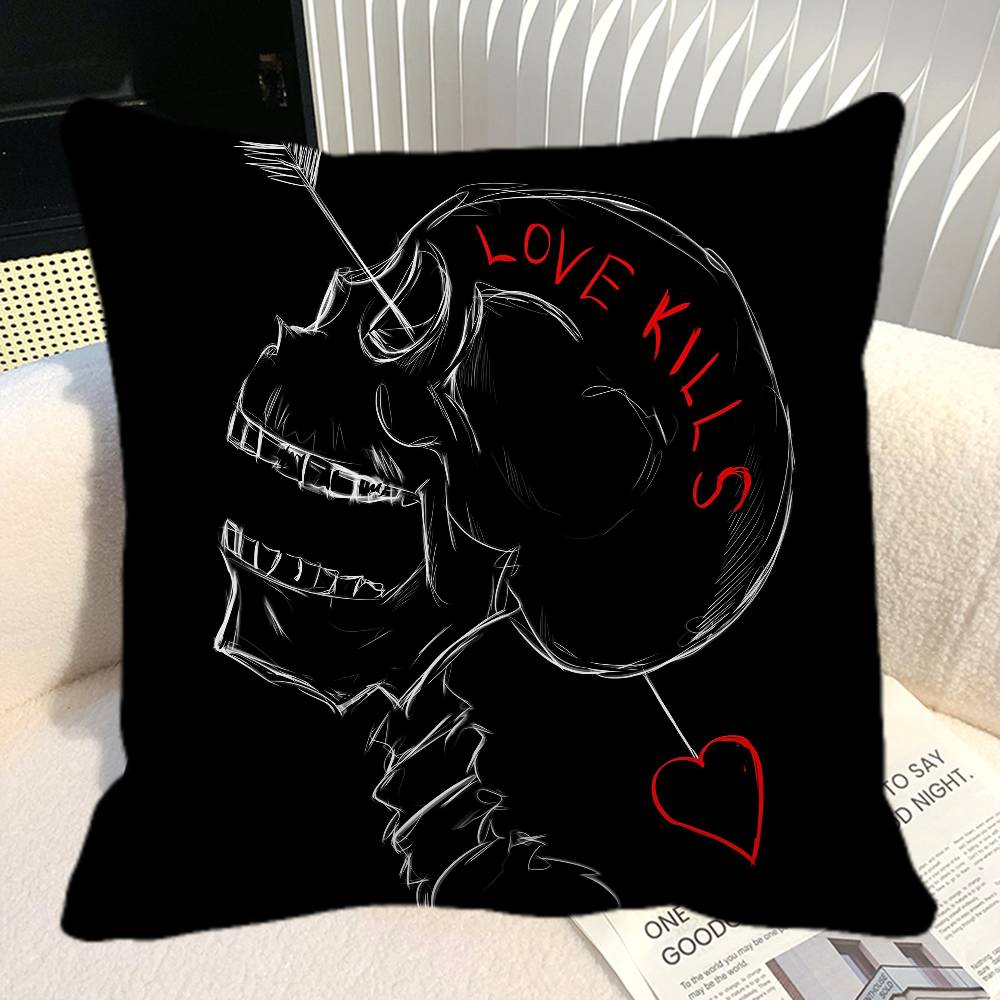 Simple Skull Love Married In Love Pillow Case Square Pillow Bedroom Sofa Leisure Comfort Cushion Car Home Decoration