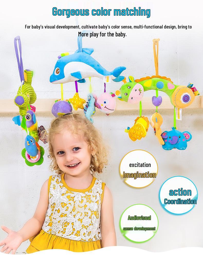 Happy Monkey Teether & Rattle Plush Crib Toy