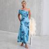 Ganzjahres-Slim-Fit Ins Wind-Mesh-Druck Hüftumschließendes Slim-Fit Schulterkleid 76