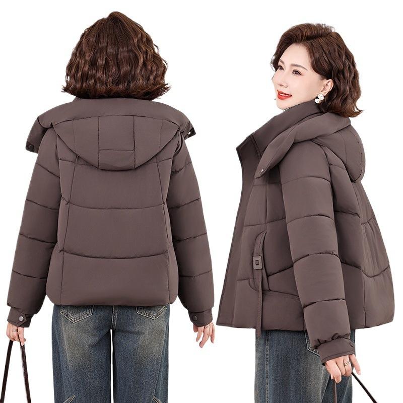 New cotton-padded jacket Middle-aged and elderly short hooded loose and thin bread jacket cotton-padded jacket
