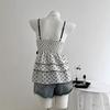 Women's Black & White Polka Dot Spaghetti Strap Lace Tank Top - Sweet & Spicy Spring/Summer Style