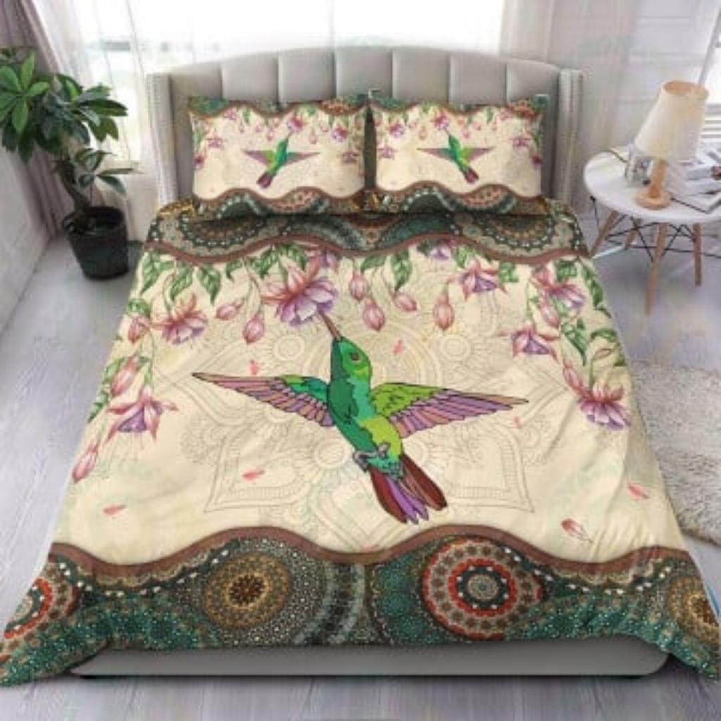 Tmarc Koszulka Kolekcja Letnia - Premium Poszewka na Kołdrę z Kolibrem Zestaw Dekoracja Sypialni Poszewka na Poduszkę