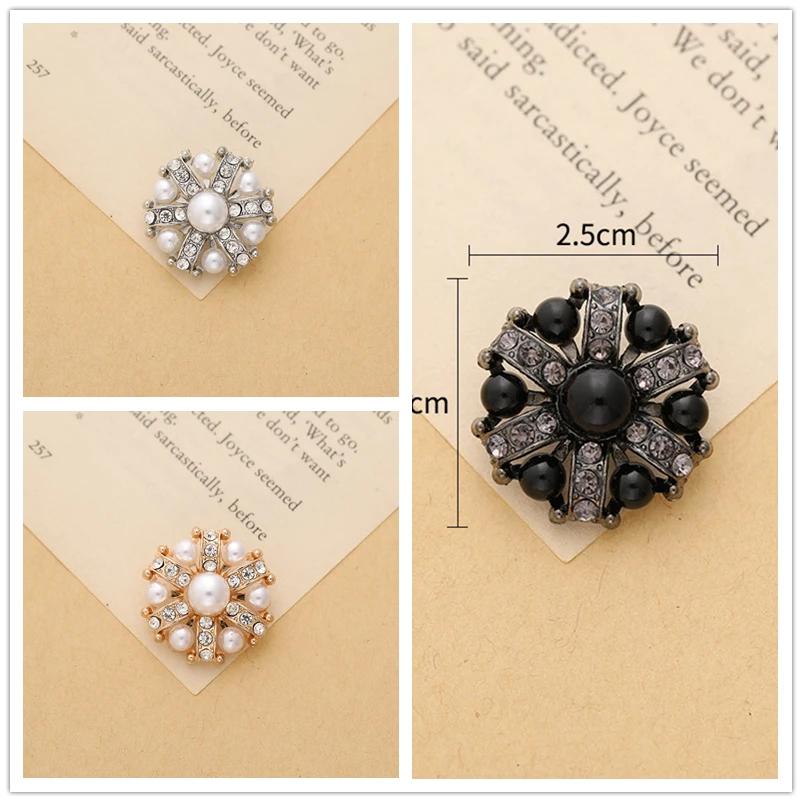 5 Stück Blumenperlen Metall Strasssteine Knöpfe mit Öse Für Hochzeitskleidung Kleid Dekoration
