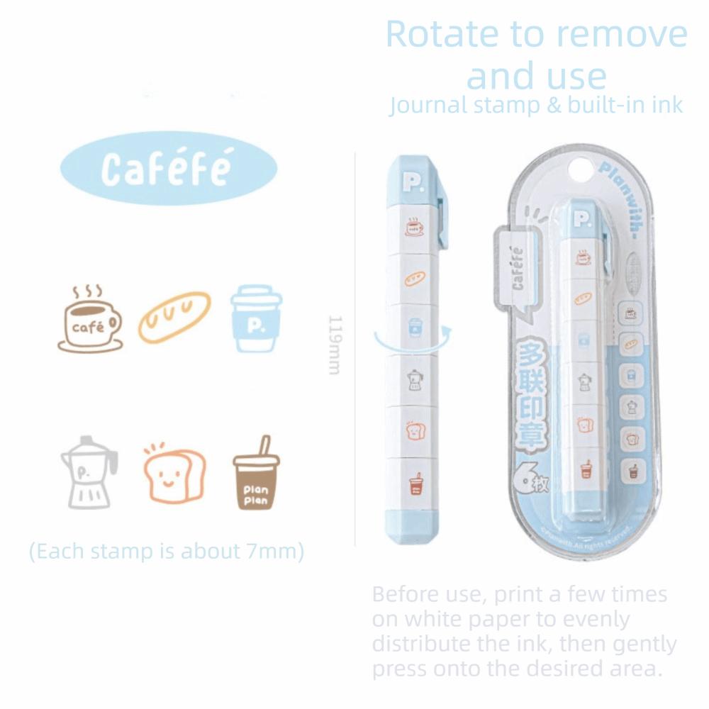 Cute Detachable Arrival Cute To Do List Journal Stamp Multi-Head Portable Diary Seal Seal Pen Gift