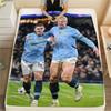 Erling Haaland & Phil Foden Printed Flannel Blanket, soft throw for bedroom sofa, washable, fan merchandise, great gift.