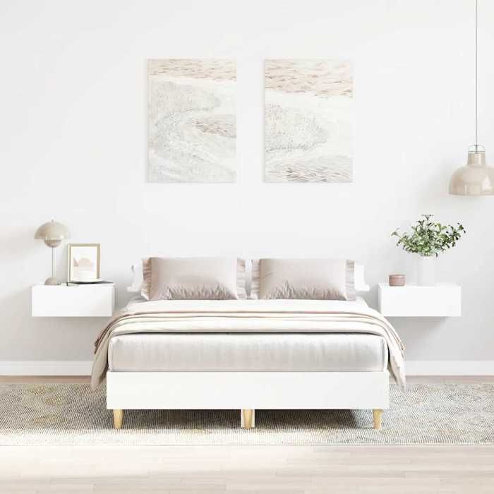 VidaXL Cadre de lit sans matelas blanc 120x200 cm bois ingénierie, meuble de chambre à coucher, sommier, lit double, lit, 861030