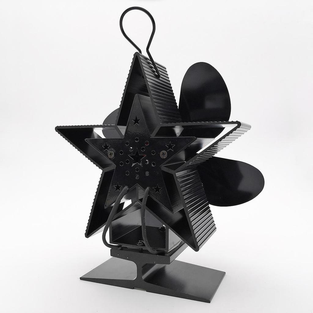 Silent Heat-Powered Four-Leaf Wood Stove Fan - Christmas Star Model