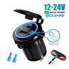 IP65 Waterproof 12-24V Car Charger Socket, PD QC3.0 Dual USB Type C Fast Charging Power Outlet with ON/OFF Switch for Motorcycle, Truck, RV, ATV, Boat