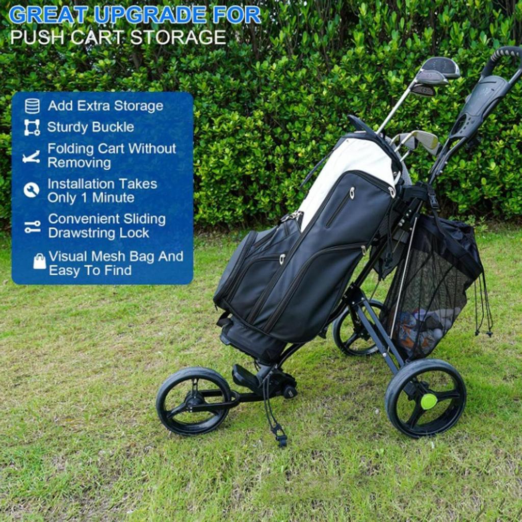 Golf Cart Organizer Push Pull Golf Cart Bag Black Garage Net Bag Portable Golf Cross-border For Golf Cart Cart Storage Bag Parts