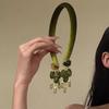 Elegant Gemstones Green Tassels Headbands Elegant Design Comfortable Headwear Great for Fashionable Women Daily Wear