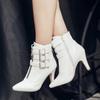FOREADA Women Ankle Boots Pointed Toe Kitten High Heels Buckle Zipper Short Boots Ladies Fashion Shoes Autumn Winter