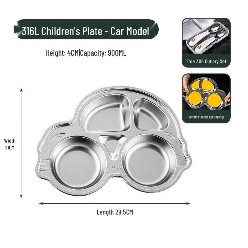 Food Grade 316L Stainless Steel Kids Divided Plate
