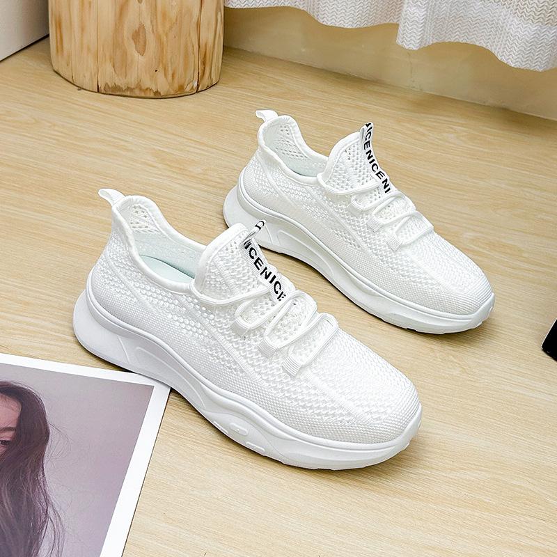 Women's White Shoes Summer New Ins Versatile Casual Hollow Mesh Surface Women's Shoes