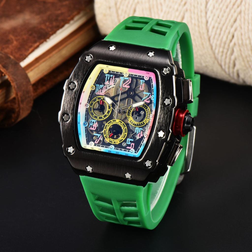 Barrel-shaped color quartz watch fashion business leisure silicone watch male student daily with calendar watch