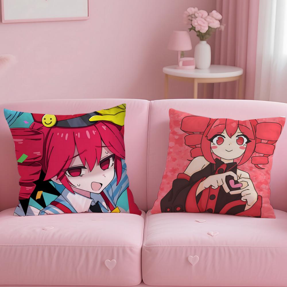Popular Virtual Singer Kasane Teto Cushion Cover Soft & Easy-Wash Pillow Case – Versatile for Couch, Bed, Travel and Office