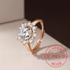 925 Sterling Zilveren Sieraden 18K Goud Verguld Kristal Zonnebloem Vingerringen voor Vrouwen Bruiloft Feest Sieraden voor Meisjes Vriendin Cadeau