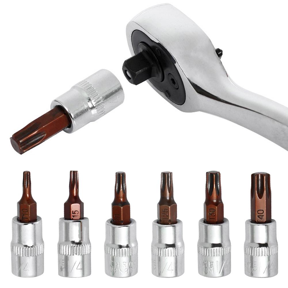 6-teiliges Set mit Sechskant-Stecknüssen 1/4 Zoll Antrieb Werkzeug für Sechskant-Schraubenköpfe Steckschlüssel-Adapter für die Automobilmodifikation