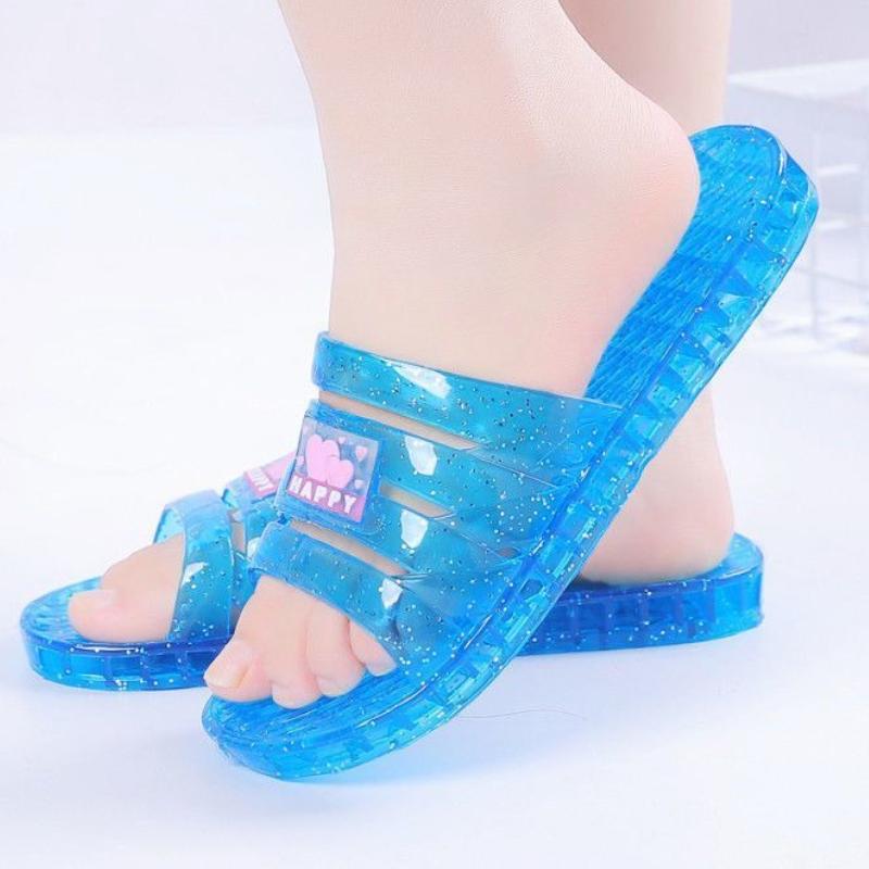 Bedroom Slides Indoor Crystal Shoes for Women Flat Sandals Chic and Elegant New Style High Quality Small Size Pvc Woman Slippers