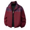 Men's Casual Color-blocked Two-sided Jacket, Men's Loose Patchwork Checkered Jacket