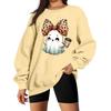 Women's Long Sleeve Neck Sweatshirt Loose Fit Casual Pullover Top, Color and Halloween Small Print