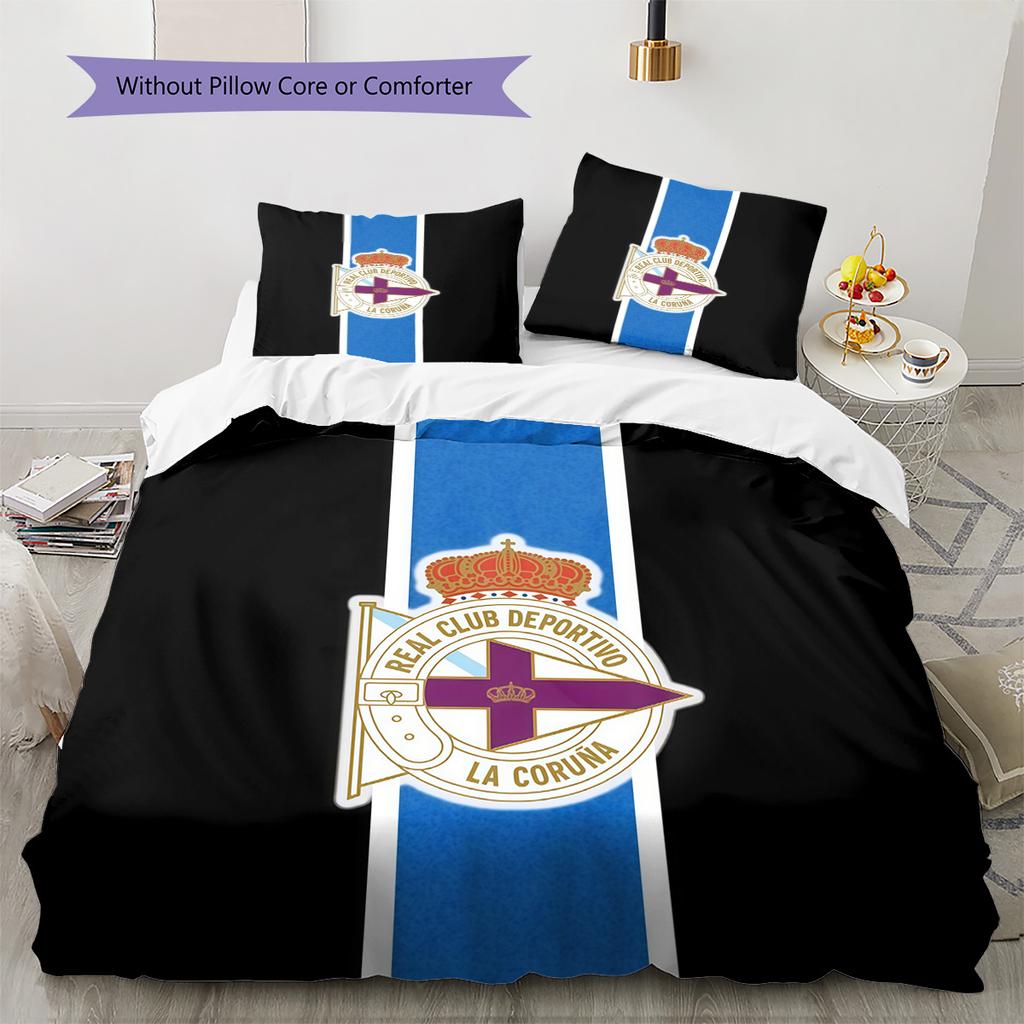 Real Club Deportivo de La Coruña Pattern Bedding Quilt Set Home Decoration Gift (1 * duvet cover + 2 * pillowcase without core).xwn