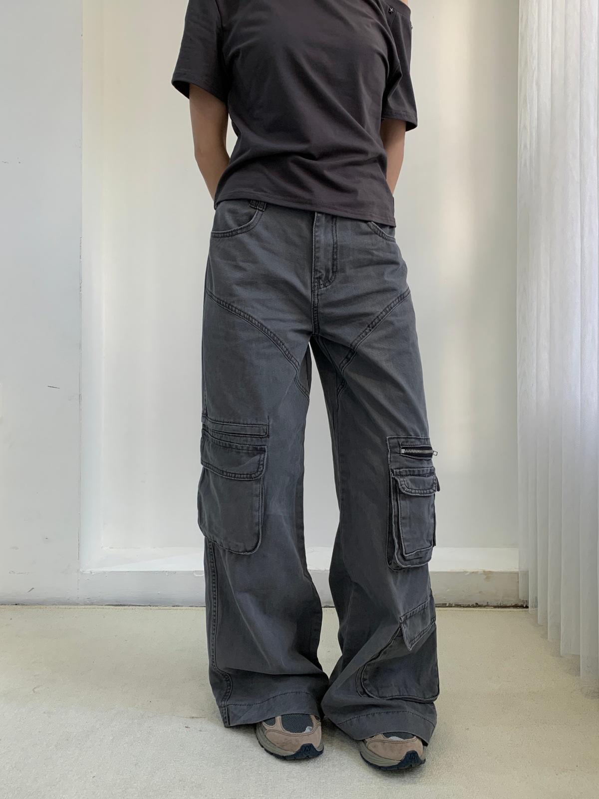 Spicy Girl 3L Women s High-Waisted Slimming Spring Jeans - Drapey Straight Leg Cargo Pants (Style 81006) S