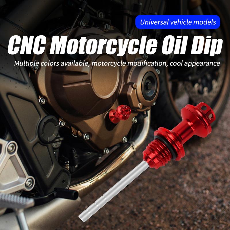 1pc Motorcycle Scooter Engine Red Blue Black Gold Silver Aluminum Oil Dipstick Filler Cap Plug Engine Crankcase Oil Level Gauge