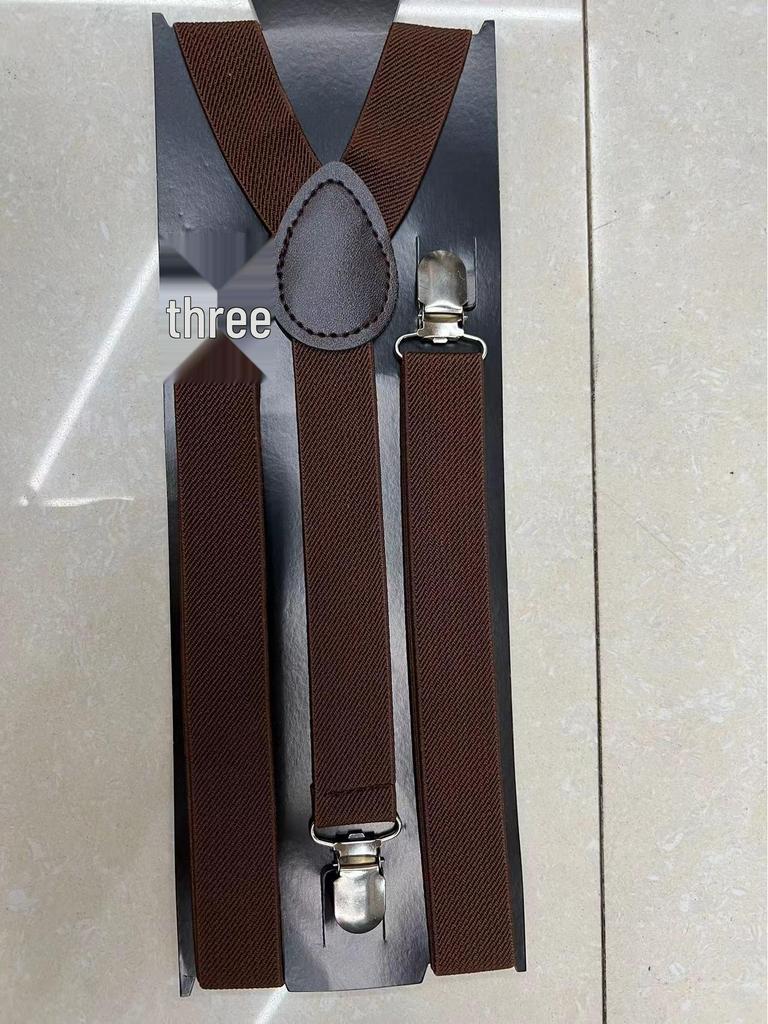 Unisex Black Adjustable Three-Clip High-Elastic Suspenders for Dress Pants