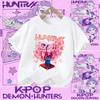 Summer T-shirt casual top with cartoon print, children's pure Polyester short-sleeved K-pop Demon Hunter girl cute sports shirt