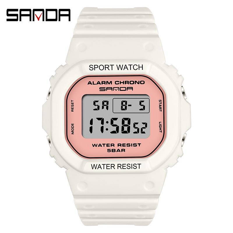 Sanda Square Single Display Movement Electronic Watch Multi-Function Luminous Waterproof Outdoor Sports Student Watch