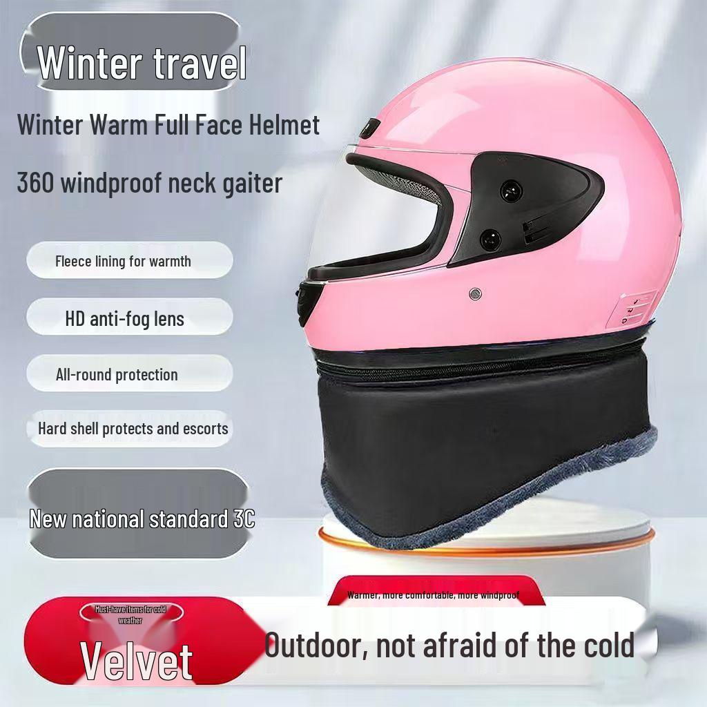 Men's Winter Full-Face Motorcycle Helmet, Warm Unisex, Anti-fog, All-Season, Universal Fit.