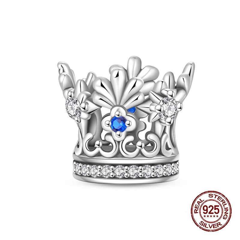 Sparkling Copper Charms Princess Crown Pendant Fit Original Bracelets Diy Women Necklace Jewelry Birthday Gifts