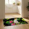Tropical Parrots Flowers Palm Leaves Floor Mat Flannel Door Mat Non-Slip Bedroom Living Room Home Decor
