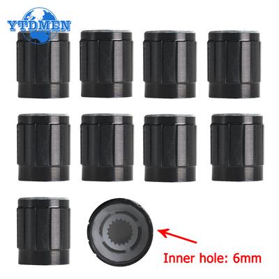 10pcs/lot 6mm Potentiometer Knobs Caps Knurled Shaft Potentiometers Control Knob Black Diameter 15mmx17mm Aluminum Switch Knob