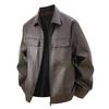 Spring and Autumn Collar Leather Jacket Men's Coat Versatile Casual Motorcycle Business Men's Leather Jacket