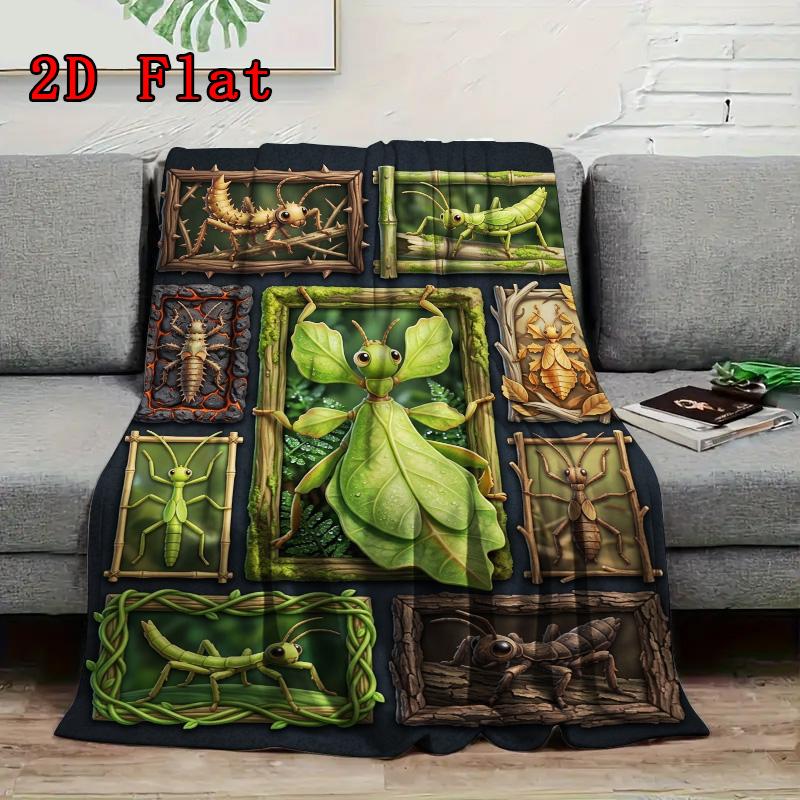 Insect Collection 2D Flat Pattern Flannel Blanket, High quality All Seasons, Home Decor, Warmth and Comfort, Perfect for Christmas Gifts.