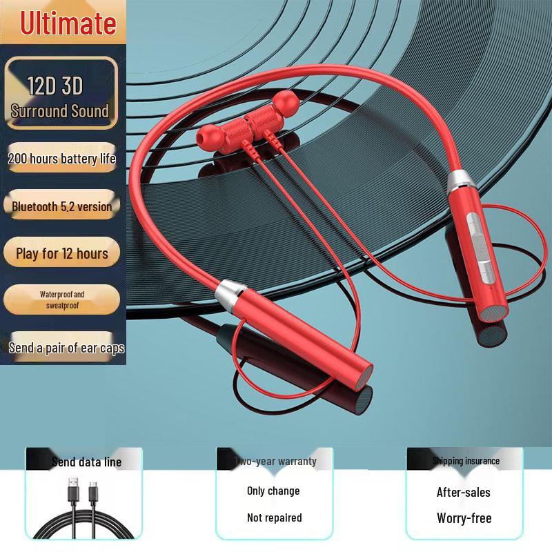 New Sports Wireless Bluetooth Neckband Headphones: High-Quality Sound & Super Long Battery Life for Running