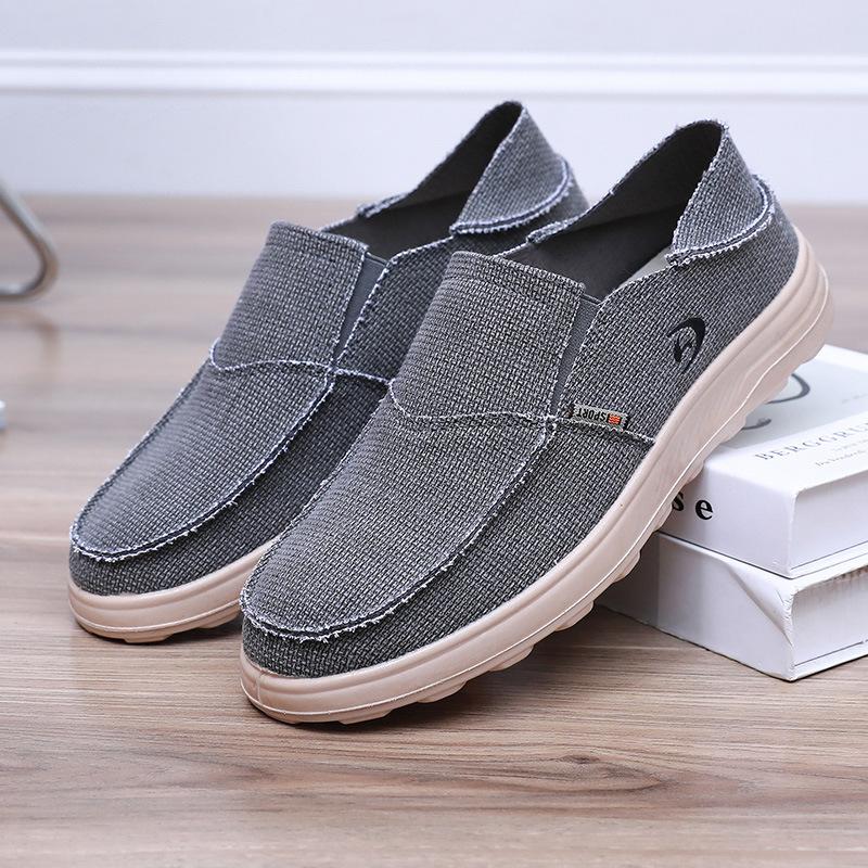 2025 Spring New Shoes Men's Casual Canvas Shoes One Pedal Breathable Lightweight Dual-purpose Lazy Shoes Foreign Trade Single Shoes