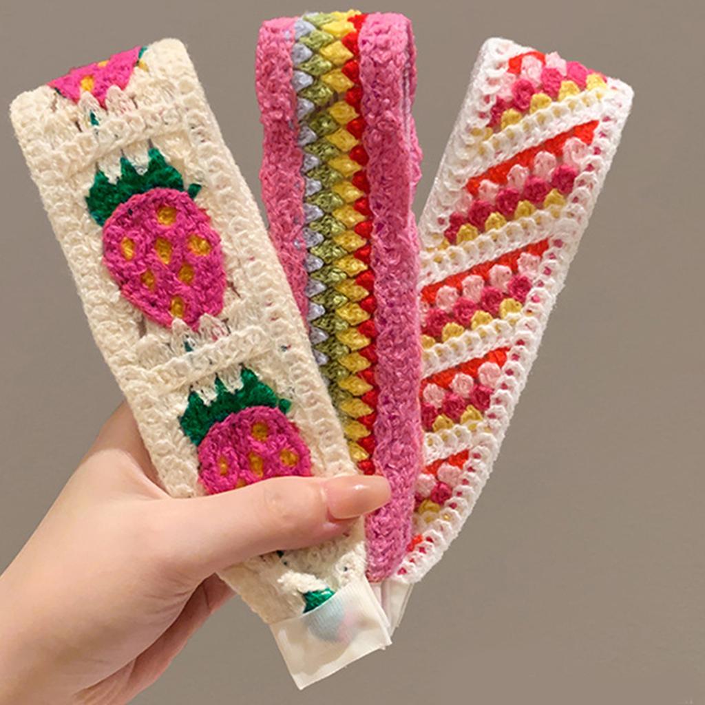 Retro Knit Adjustable Hairband for Adults Soft and Comfortable Headband Knitting Floral Hairpieces for Women and Girls