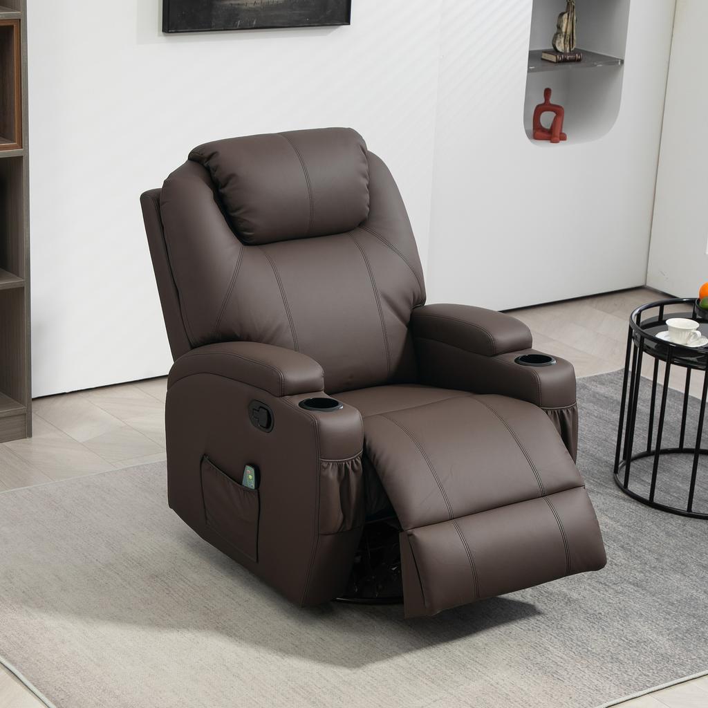 Reclining Massage Armchair with 8 Massage Points and 5 Modes, 84x92x109cm, Dark Brown