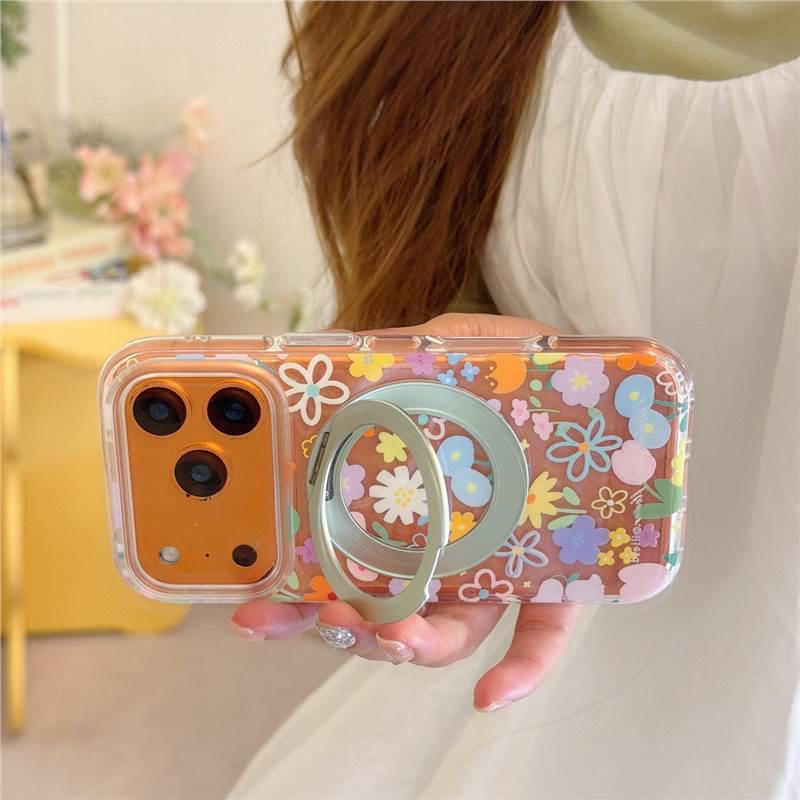 Colorful Floral iPhone 17 Pro Max Case with Integrated Stand and Drop-Proof Protection