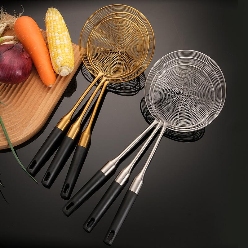 Silver Filter Spoon Hot Pot Colander Stainless Steel Fine Mesh Oil Strainer Ladle Skimmer Kitchen Accessories