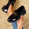 New small leather shoes women's thick heel round head single shoes women's shoes platform shoes spring and autumn versatile music