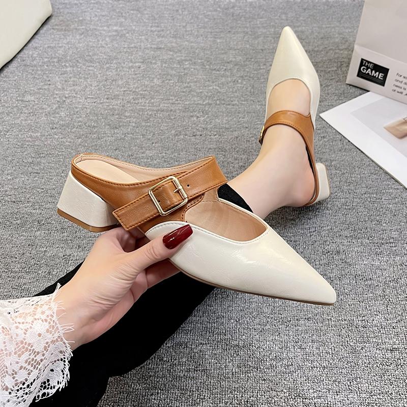 Fashion Pointed Toe Women's Slippers Summer 2025 New Shoes Woman High Heels Elegant Dress Party Sandals Ladies